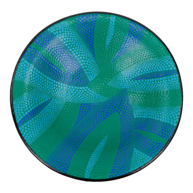 Schaal terracotta stippen abstract pauw kleur XXL