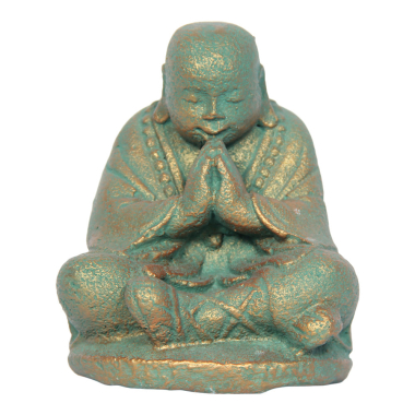 Statue stone monk green/gold