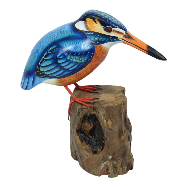 Beeld hout ijsvogel op tak