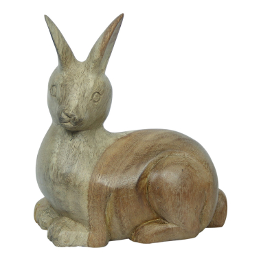 Statue wood rabbit sitting