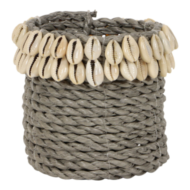 Basket seagrass/shells grey XS