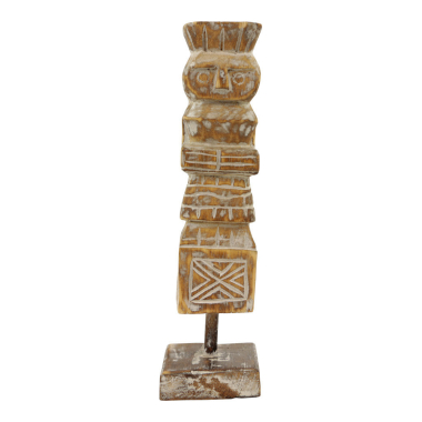 Beeld hout pilaar gesneden man S