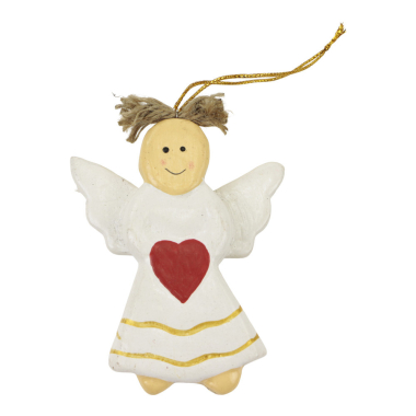 Ornament hout kerst engel hartje
