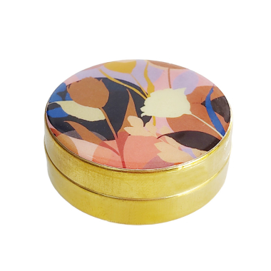 Pillendoos messing bloemen bruine tonen