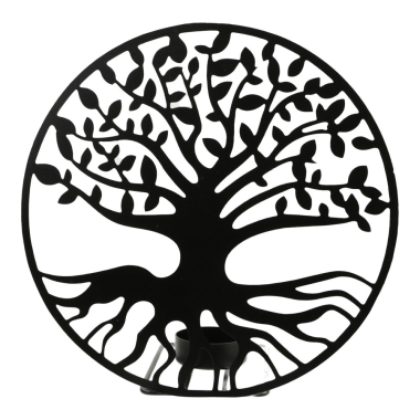 Tea light holder iron tree of life round