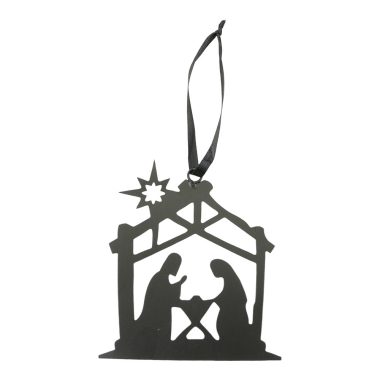 Ornament metaal kerst kerststal zwart
