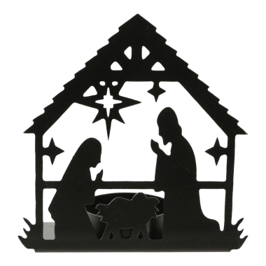 Tea light holder iron nativity scene open S