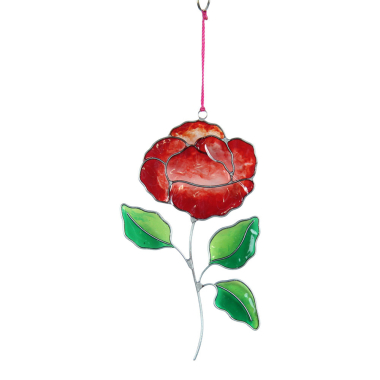Ornament resin rose red