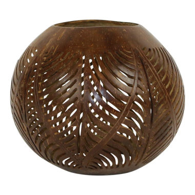 Waxinelichthouder gesneden bruin