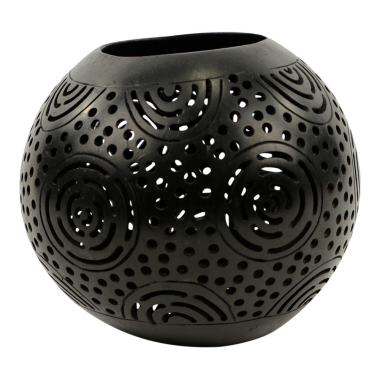 Tea light holder coconut circles black