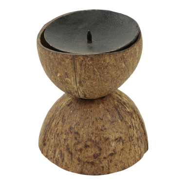 Candle holder coconut hourglass