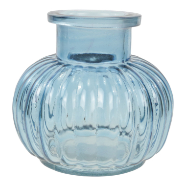 Vaas glas rond strepen blauw