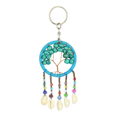 Sleutelhanger kralen levensboom turquoise
