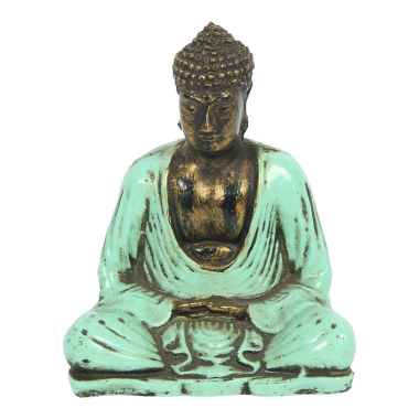 Beeld resin boeddha meditatie turquoise