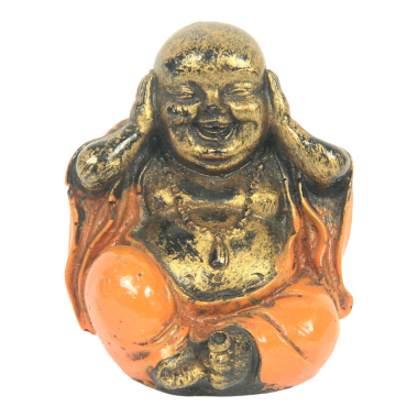 Beeld resin lachende boeddha oranje