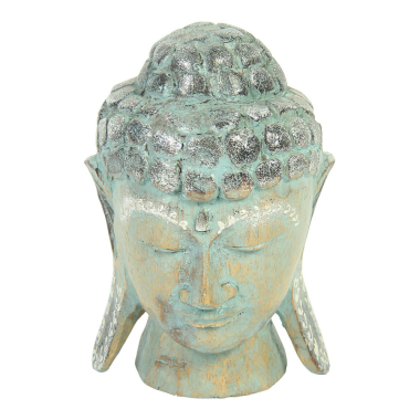 Beeld hout boeddha turqouise