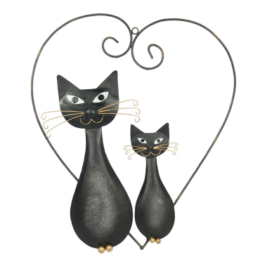 Wanddecoratie metaal katten zwart
