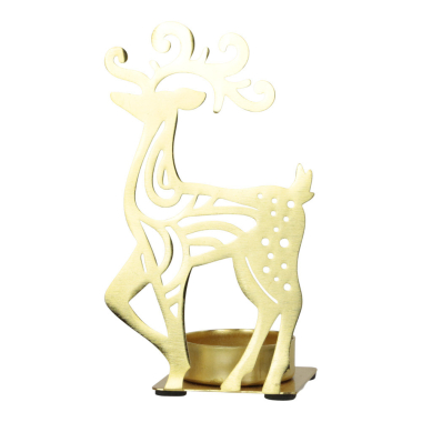 Tea light holder metal deer gold