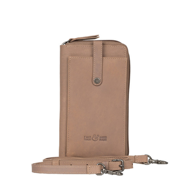 Tas telefoon koe leer taupe