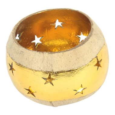 Tea light holder coconut star gold dip