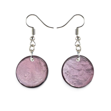 Oorbellen capiz rond violet