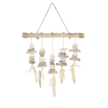 Hanger hout met kiezelstenen