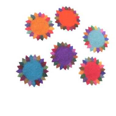 Coaster felt sunflower multicolor set6