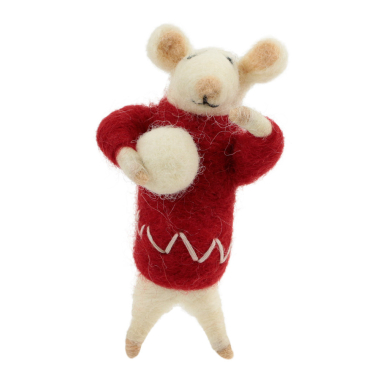 Ornament felt christmas mouse snowball