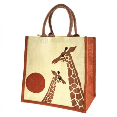 Tas jute giraf oranje