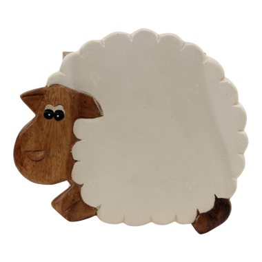 Krukje hout schaap wit