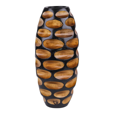 Vaas hout chip ovaal bruin/zwart