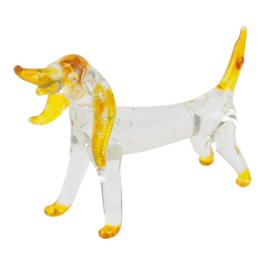 Beeld glas hond teckel geel