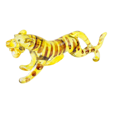 Beeld glas tijger geel/bruin