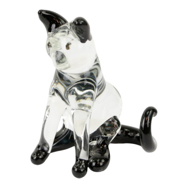 Beeld glas kat zittend zwart M