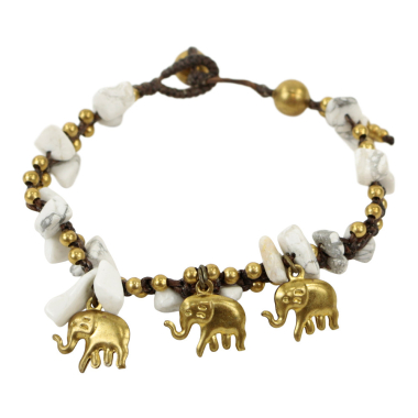 Bracelet gemstones howlite elephants white
