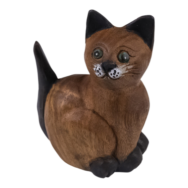 Beeld hout kat staart omhoog M