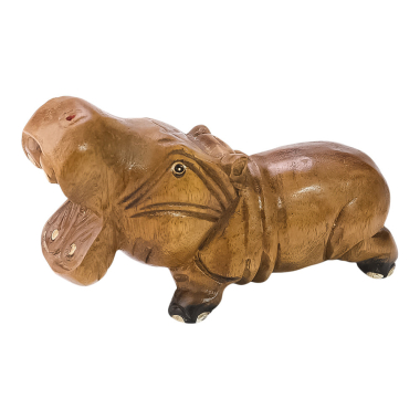Beeld hout nijlpaard bruin