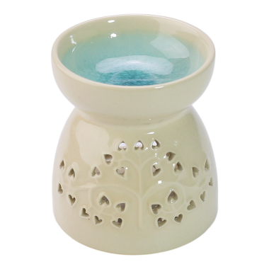 Oil burner ceramic glaze tree of life turquoise