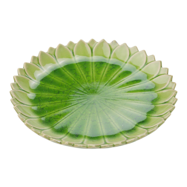 Bord keramiek glazuur lotus groen
