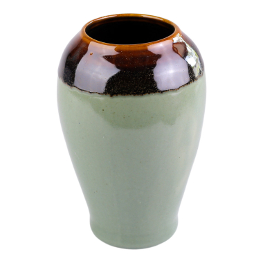Vaas keramiek dip glazuur hoog groen/bruin