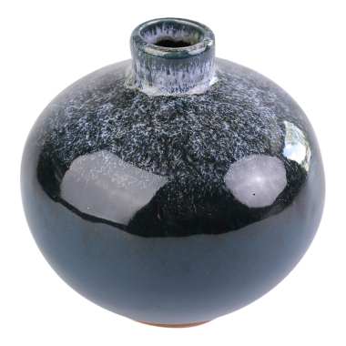 Vaas keramiek dip glazuur rond petrol S