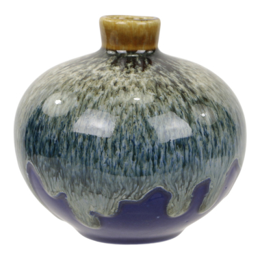 Vaas keramiek dip glazuur rond donkerblauw S