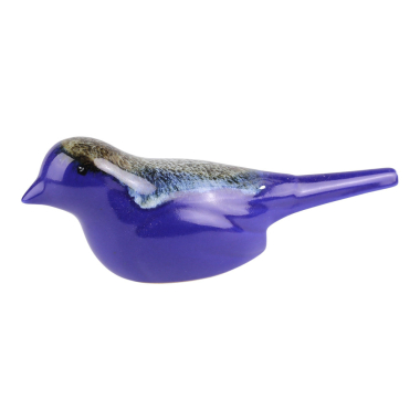 Beeld keramiek dip glazuur vogel blauw S