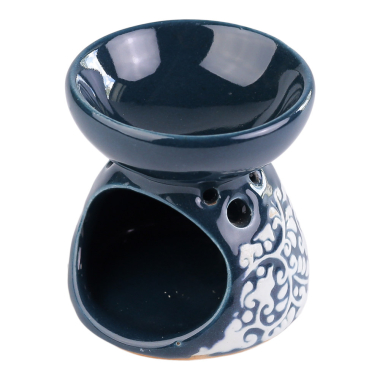 Oliebrander keramiek bladeren petrol