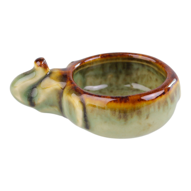 Platter ceramic dip glaze elephant green/brown
