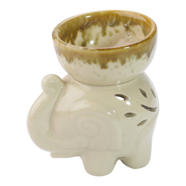 Oliebrander keramiek dip glazuur olifant beige/bruin