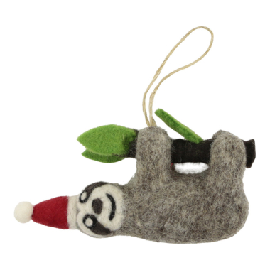 Ornament vilt kerst luiaard kerstmuts