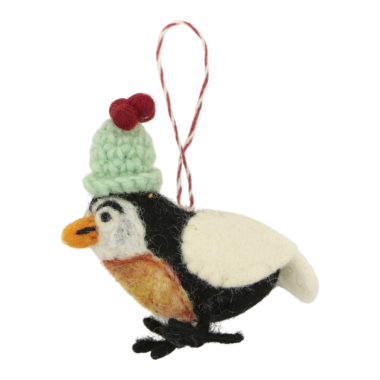 Ornament vilt kerst vogel muts turquoise