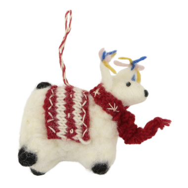 Ornament vilt kerst lama sjaal/trui rood