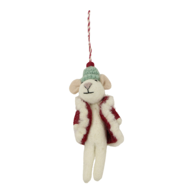 Ornament vilt kerst muis grote winterjas